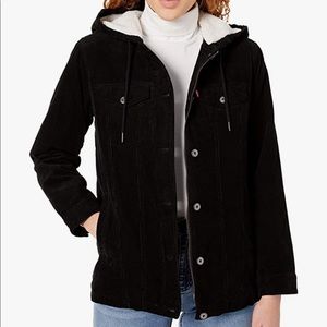 Levi's Women's The Mia Corduroy Oversized Hooded Sherpa Trucker Jacket